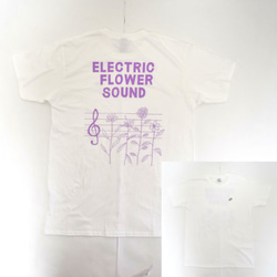 「レコードワッペン半袖Tシャツ（ELECTRIC FLOWER）」 ホワイト Lサイズ WATERFALLオリジナル 3枚目の画像