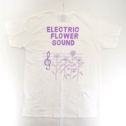 「レコードワッペン半袖Tシャツ（ELECTRIC FLOWER）」 ホワイト Lサイズ WATERFALLオリジナル 7枚目の画像