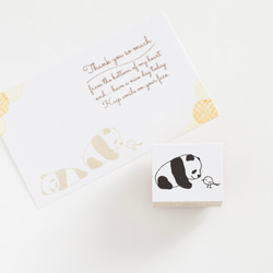 小鳥とおしゃべりパンダのラバースタンプ〈ゴム印はんこ〉 2枚目の画像