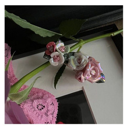 セラミック　ピンク花　ヘアピン　髪留め　ヘアクリップ　ヘアバレッタ　ヘアアクセサリ— 1枚目の画像
