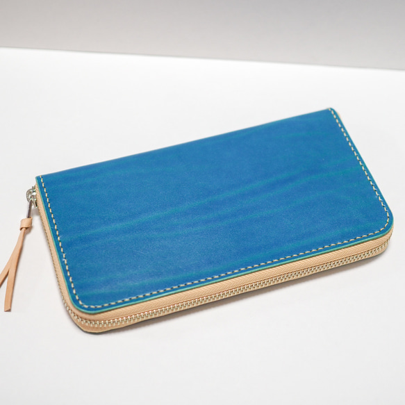 ラウンドファスナー長財布 ルガトショルダー 別注琉球ブルー【受注生産
