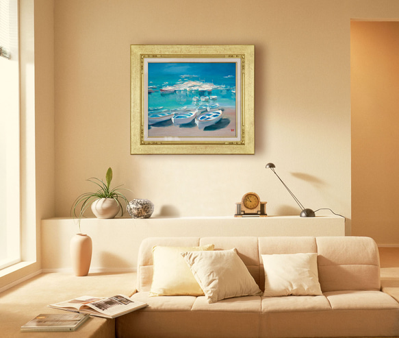 【カプリ島の青】油絵　ジークレー・オリジナル版画　F3サイズ〜 10枚目の画像