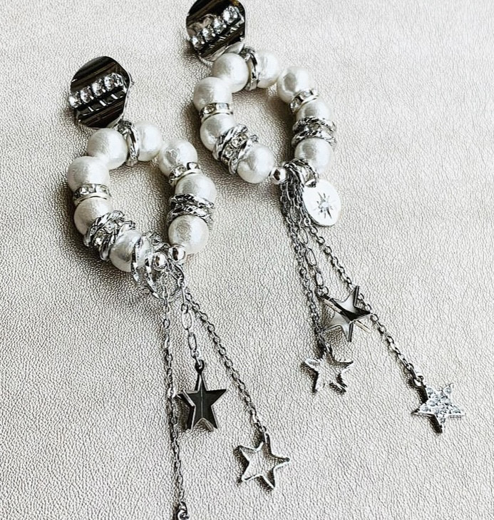 Cercle Star  コットンパールスターチェーンイヤリング・ピアス
