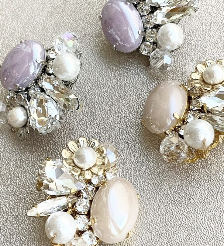 Lilas、Sable パステルカラーガラスビジューイヤリング・ピアス
