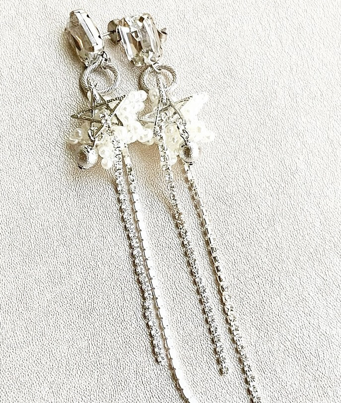 Perle Star スターモチーフパールラインストーンイヤリング・ピアス