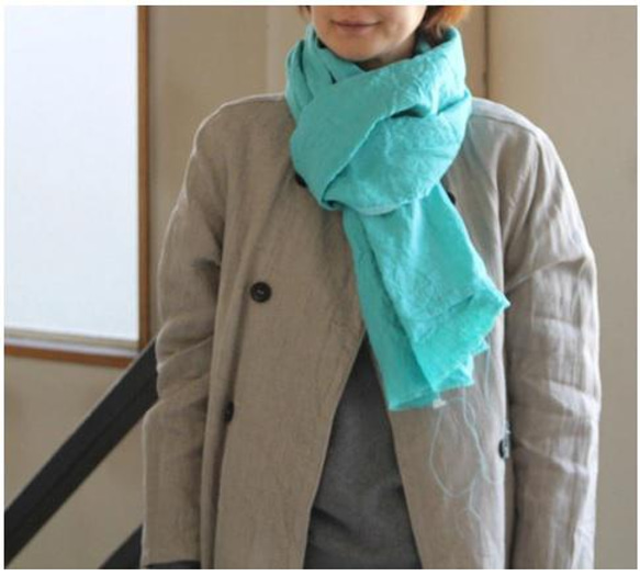 CITRUS リネン linen 大盤 ストール CITRUS》フラワー刺繍タッセル