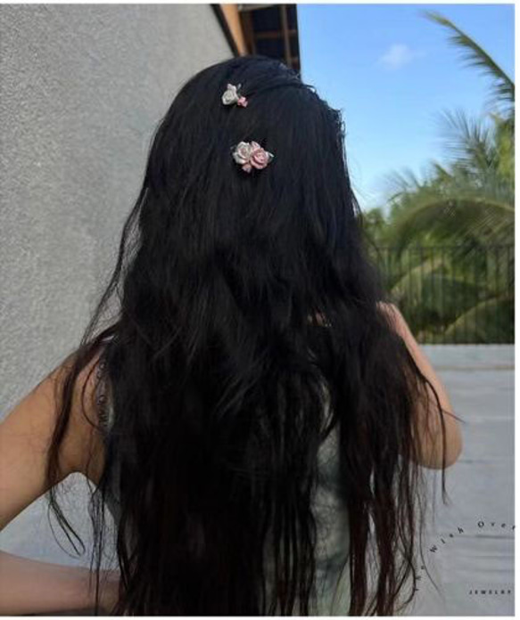 セラミック　ピンク花　白い花　２枚セット　ヘアピン　髪留め　ヘアクリップ　ヘアバレッタ　ヘアアクセサリ— 4枚目の画像