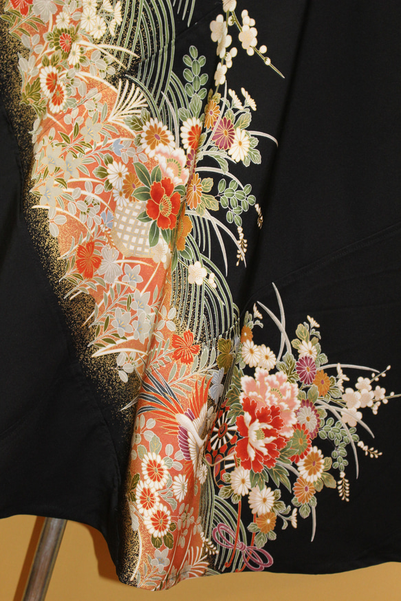 着物リメイク・留袖・フレンチドレープドレス・右脇シームポケット付き・M寸・結婚式・フォーマル 3枚目の画像