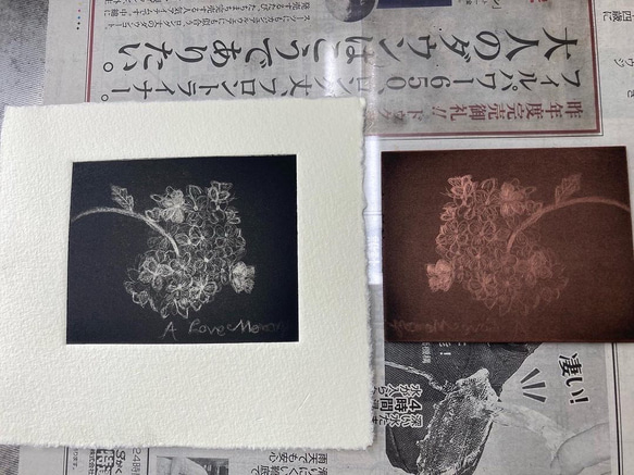 紫陽花銅版版画斜め掛けトートバッグ 17枚目の画像