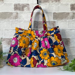 [L尺寸] Big Flower Pattern Granny Bag Yellow &lt;推薦通勤包&gt; 第3張的照片