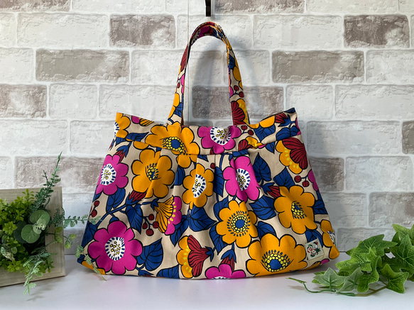 [L尺寸] Big Flower Pattern Granny Bag Yellow &lt;推薦通勤包&gt; 第3張的照片