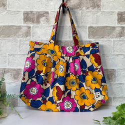 [L尺寸] Big Flower Pattern Granny Bag Yellow &lt;推薦通勤包&gt; 第1張的照片