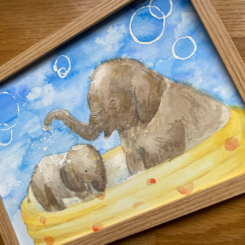水彩画　(象) ライブペイント作品vol.2&3 ゾウとダチョウです。 #ネオカラー2