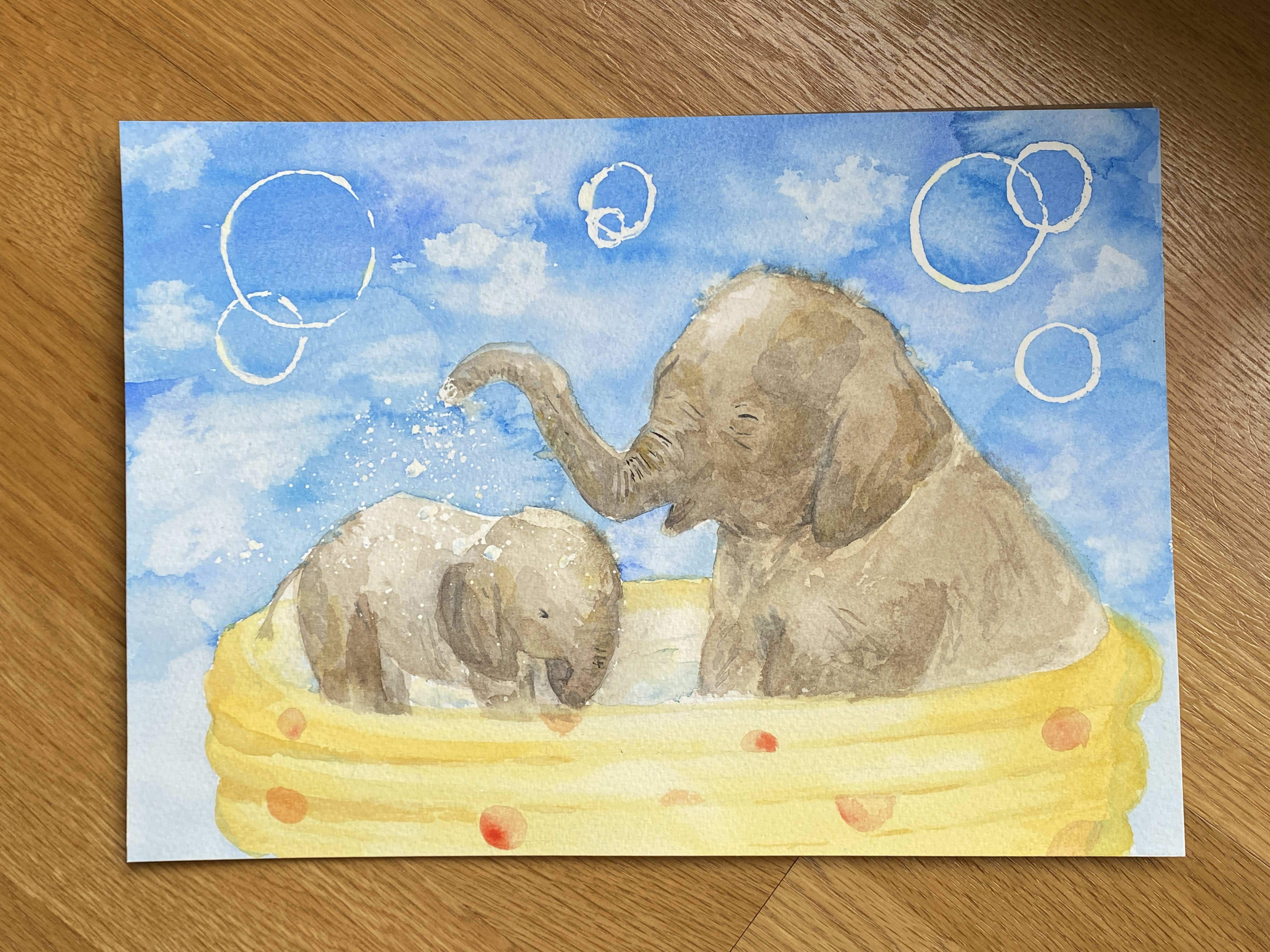 水彩画　(象) 水彩画　(象)