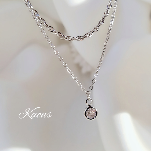 ステンレスチェーンネックレス 2連ネックレス シンプルネックレス 大人