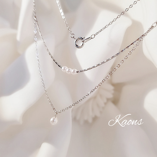 【wing bling】WEAVE スワロフスキーパールチェーンネックレス ステンレスチェーンネックレス スワロフスキーパールネックレス