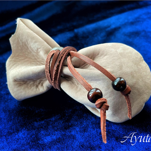 ◇『冒険者の革袋』（カフェオレ）無地 ◇ 海賊 パイレーツ 財宝袋