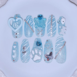 サイズオーダー】個性派ネイル クリスマスネイル 冬ネイル フレンチ