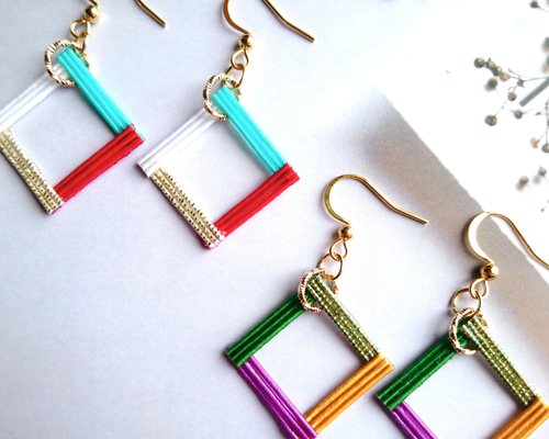 取引中　しかくいガラスのカラフルなピアス/イヤリング*No.8 8427fcc2071ec293c79462546f8458