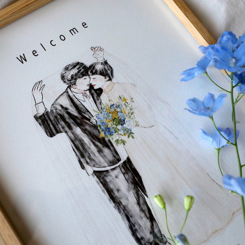 データ納品】似顔絵ウェルカムボード【最短3日◎】 イラスト アンドー