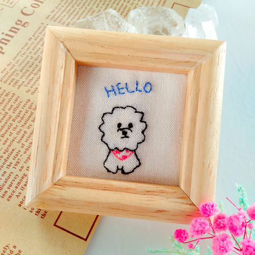ビーグル　額装刺繍絵画 ビーグル額装刺繍絵画