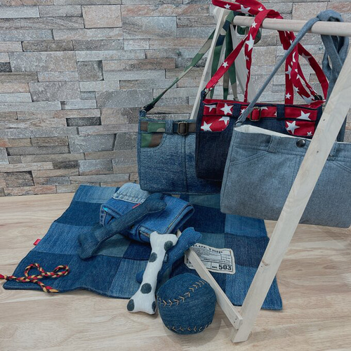 パッチワークカフェマット デニムリメイク カフェマット 送料