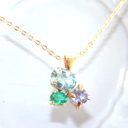 - mint - k18gp Blue Topaz & Emerald & Tanzanite Necklace 2枚目の画像
