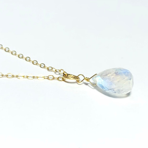 天然石チャーム】大粒レインボームーンストーン ドロップ形 14kgf 1個