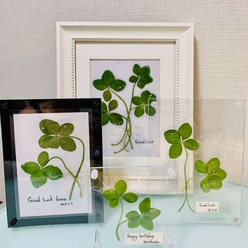 葉のモノクロアート フォトフレーム 2枚セット インテリア 四葉、五つ