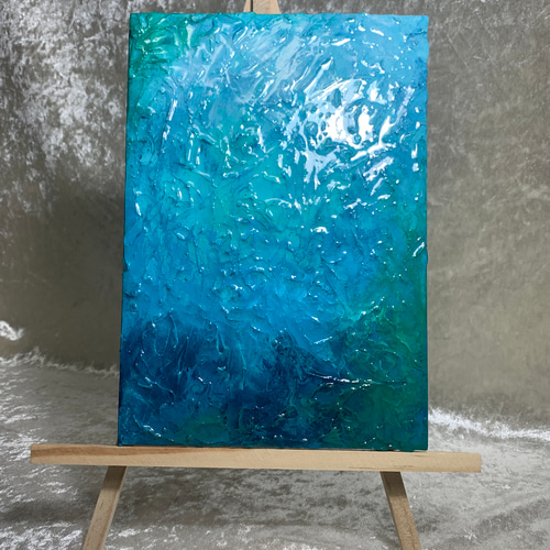 アクリル画・原画「海底・ジュエリー・青」SMサイズ 絵画 washio