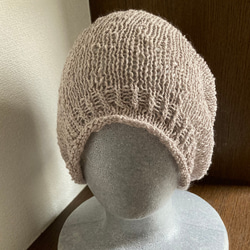 手編み　くったり綿麻ニット帽子　ビーニー 5枚目の画像