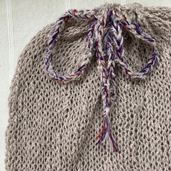 手編み　くったり綿麻ニット帽子　ビーニー 6枚目の画像