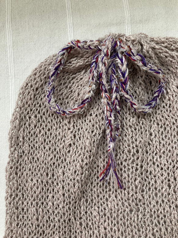 手編み　くったり綿麻ニット帽子　ビーニー 6枚目の画像