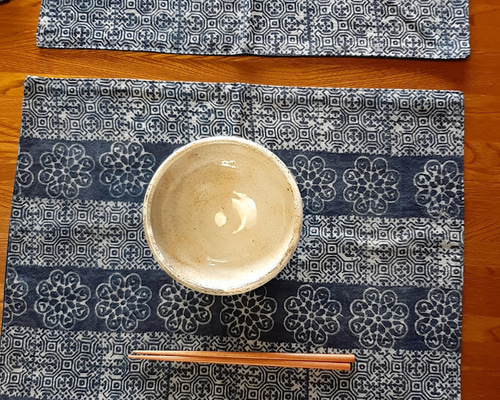 タイ　山岳民族　ろうけつ染め　藍染　ハンドメイド　ランチョンマット 4枚セット fae01c5dbacd4f326e186a1b70a118