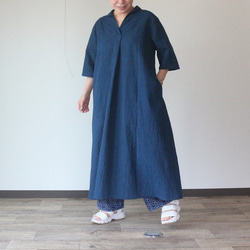 着物　リメイク　 丸襟ワンピース 着物リメイク そろばん玉模様浴衣丸襟はおりワンピース