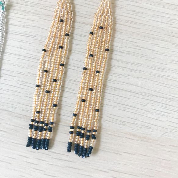 beads pierce "scarf" フリンジピアス　ビーズピアス　 5枚目の画像