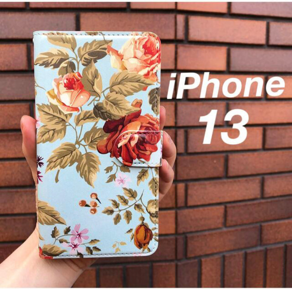iPhone13ケース　クラシック　ローズ　バラ　アンティーク　花柄　フラワー 1枚目の画像
