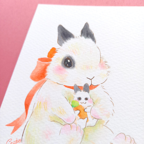 原画　うさぎ　動物画　絵画　アクリル画　現代アート　細密画　一点物　手描き 手描き ハンドメイド ポップアート 絵画 卯 【夜明けを告げる⭐︎青い