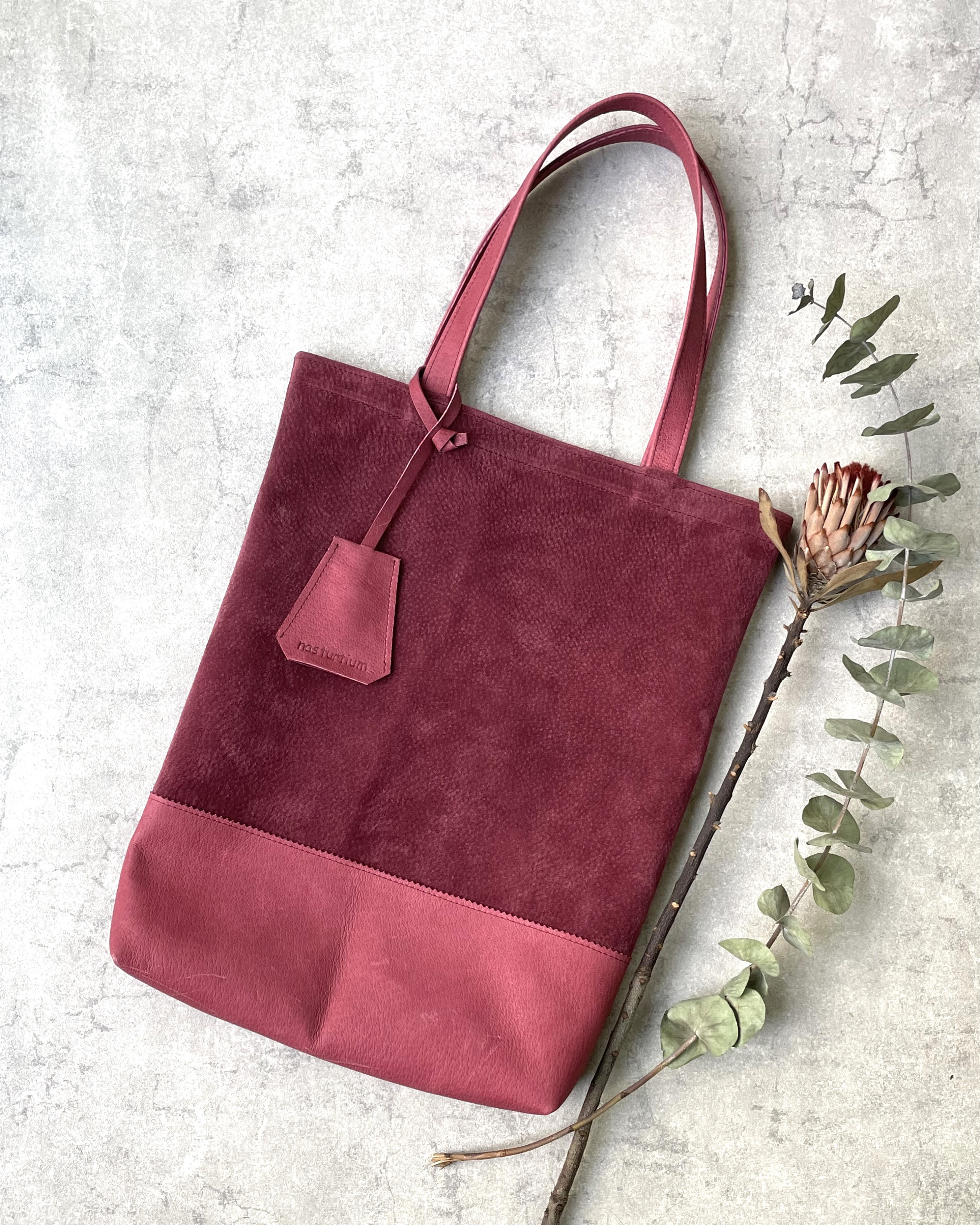 【カラーオーダー可】ピッグスエードのトートバッグ　　ワイン