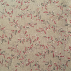コットンリネン 花柄刺繍生地《ピンク》生地幅半分54×30cm 3枚目の画像