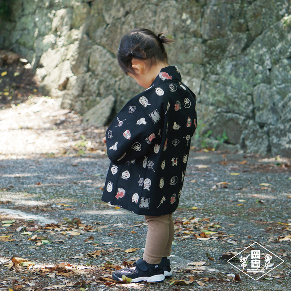 子ども法被　縁起物の和柄（お祭り柄）80～90サイズ　和装　ハッピ　ゆかた 2枚目の画像