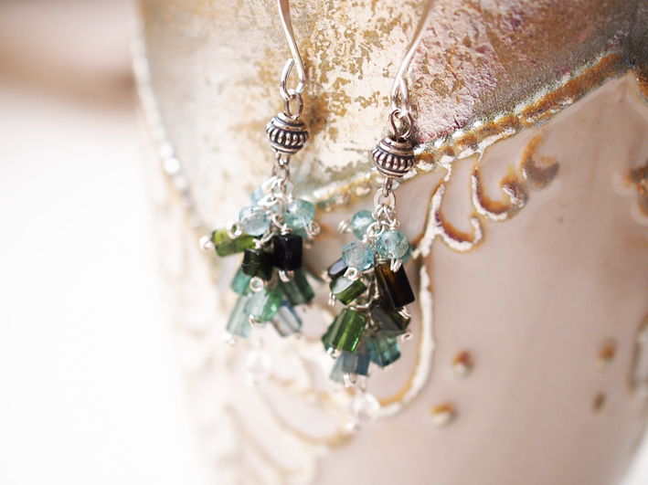 グリーン トルマリン＆スカイブルーアパタイトa・ピアス