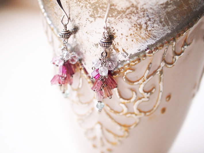 ピンク トルマリン＆スカイブルーアパタイトb・ピアス