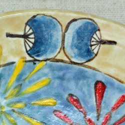 夏休みの絵皿　猫とかき氷　花火　陶器の絵付 カラフルなお皿　ネコねこ お皿たてつき 8枚目の画像