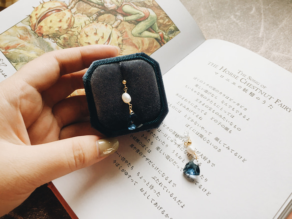 與你的愛丁堡 珍珠藍石英 14K包金 耳夾耳針【Enko】 第4張的照片