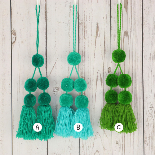 メキシコ手作り ポンポンチャーム ポンポンフリンジ 14 バッグチャーム