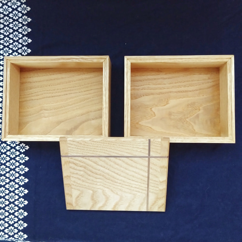 重箱型 小物収納箱(2段) ｜ 無垢 栗(クリ) フリーボックス・小物入れ