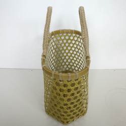 青竹と麻のかごバッグ　六つ目編み 3枚目の画像