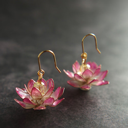 蓮花耳環/無耳洞耳環【七月誕生月花】 第10張的照片