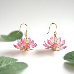 蓮花耳環/無耳洞耳環【七月誕生月花】 第2張的照片